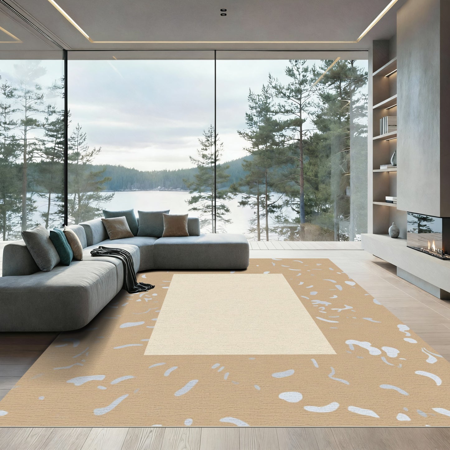 Terrazzo Cream Abstract Shape Rug