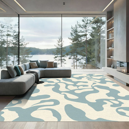 Soft Blue Organic Abstract Rug