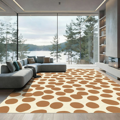 Brown Ochre Irregular Circles Rug