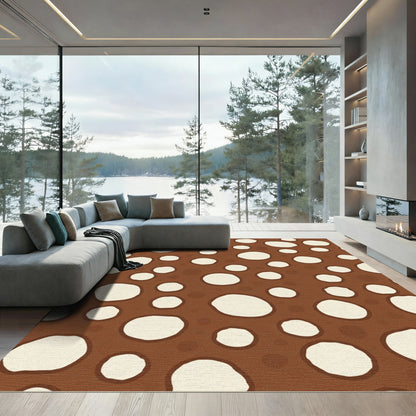 Brown And Cream Polka Dot Circles Rug
