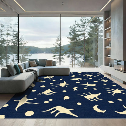 Navy Sky Cream Starburst Creatures Rug