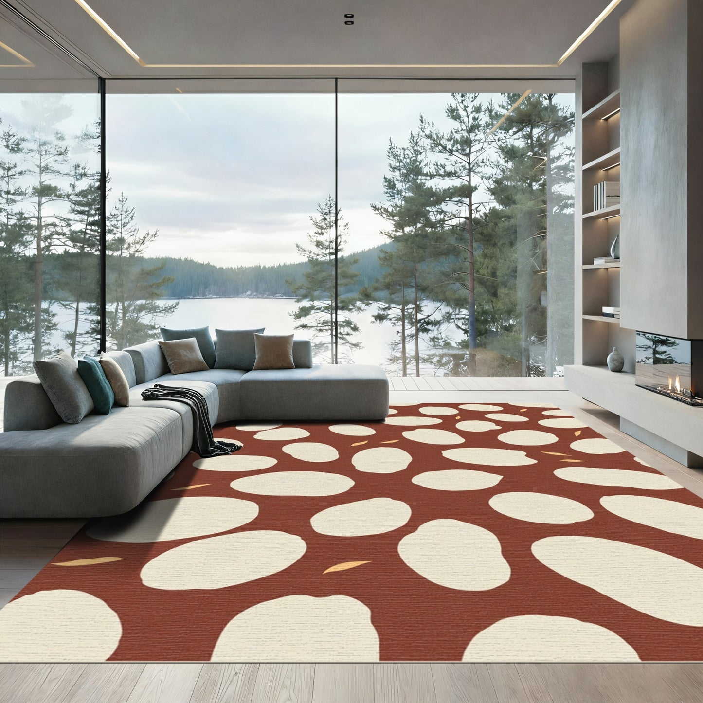 Earthy Cream Organic Pebble Cluster Rug