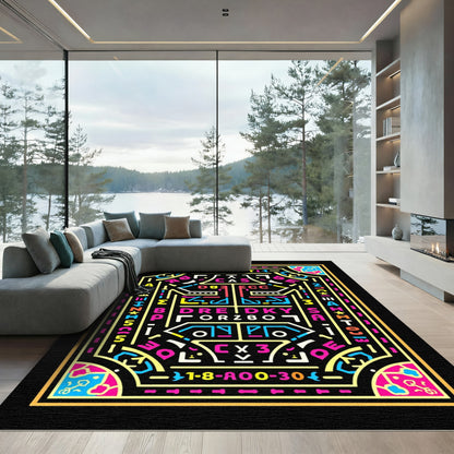 Cyberpunk Neon Geometric Abstract Rug
