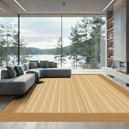 Warm Beige Vertical Stripe Rug