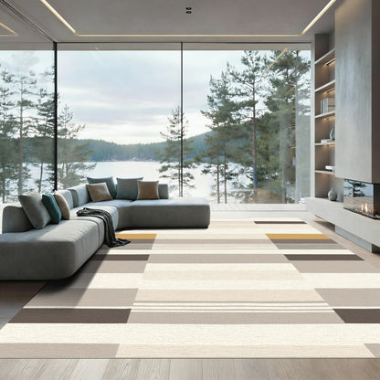 Earthy Contemporary Geometric Stripe Rug