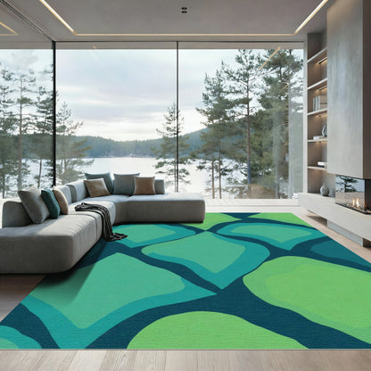 Teal Green Organic Diamond Overlap Rug