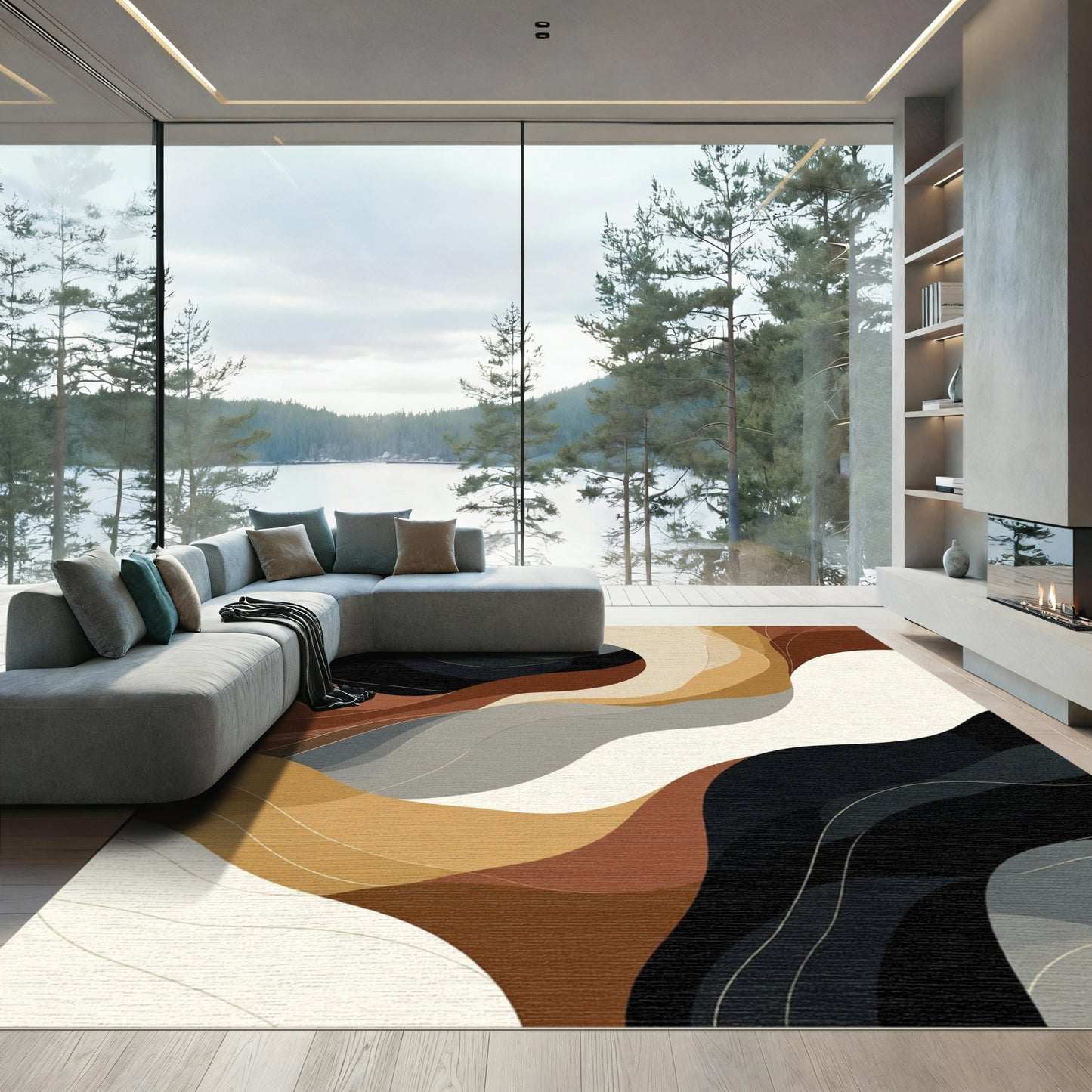 Earthy Abstract Waves Rug