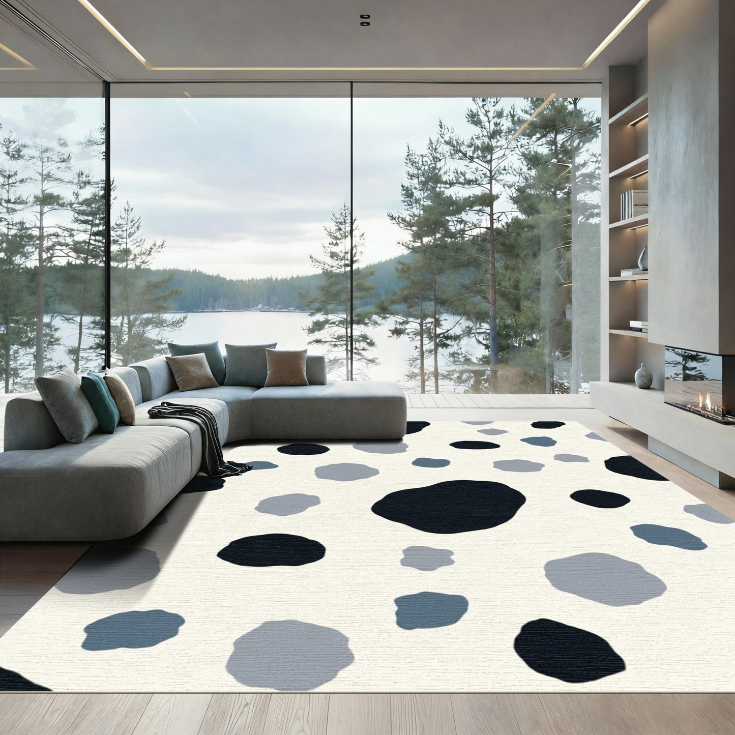 Abstract Black Gray Cloud Scatter Rug