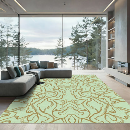 Amber Swirls on Pale Green Rug