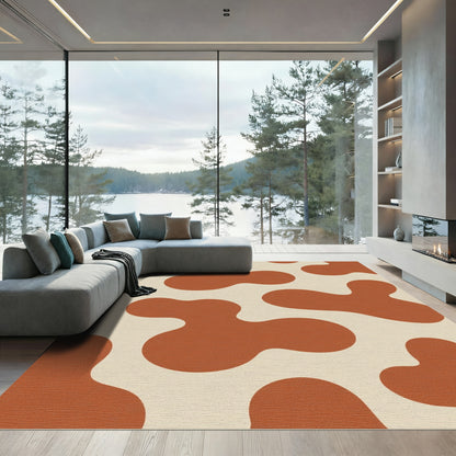 Retro Brown Blob Composition Rug