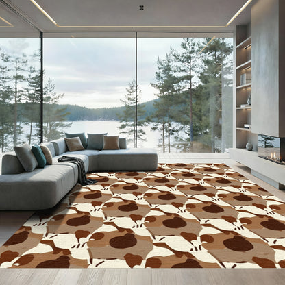 Brown Camouflage Hexagonal Arrangement Rug