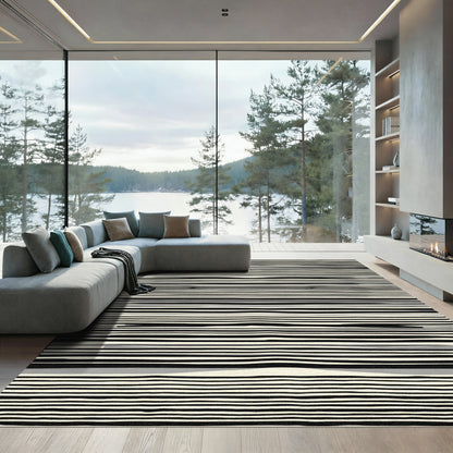 Black and White Wavy Stripe Rug