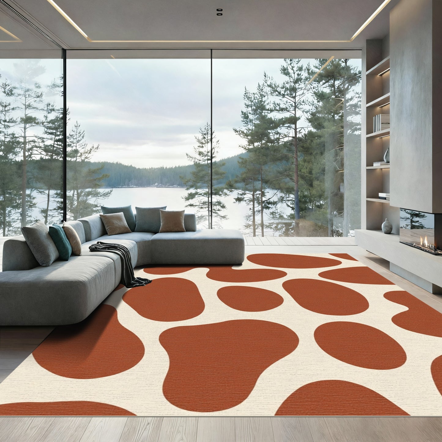 Terracotta Organic Blob Contemporary Rug