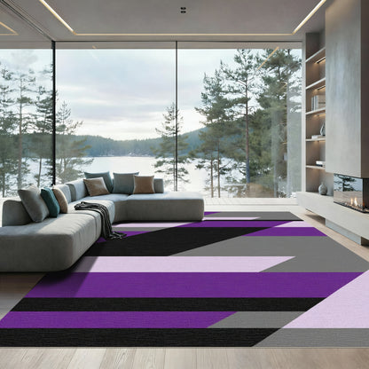 Bold Purple Geometric Abstract Rug