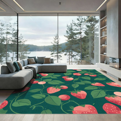Whimsical Strawberry Garden Foliage Rug