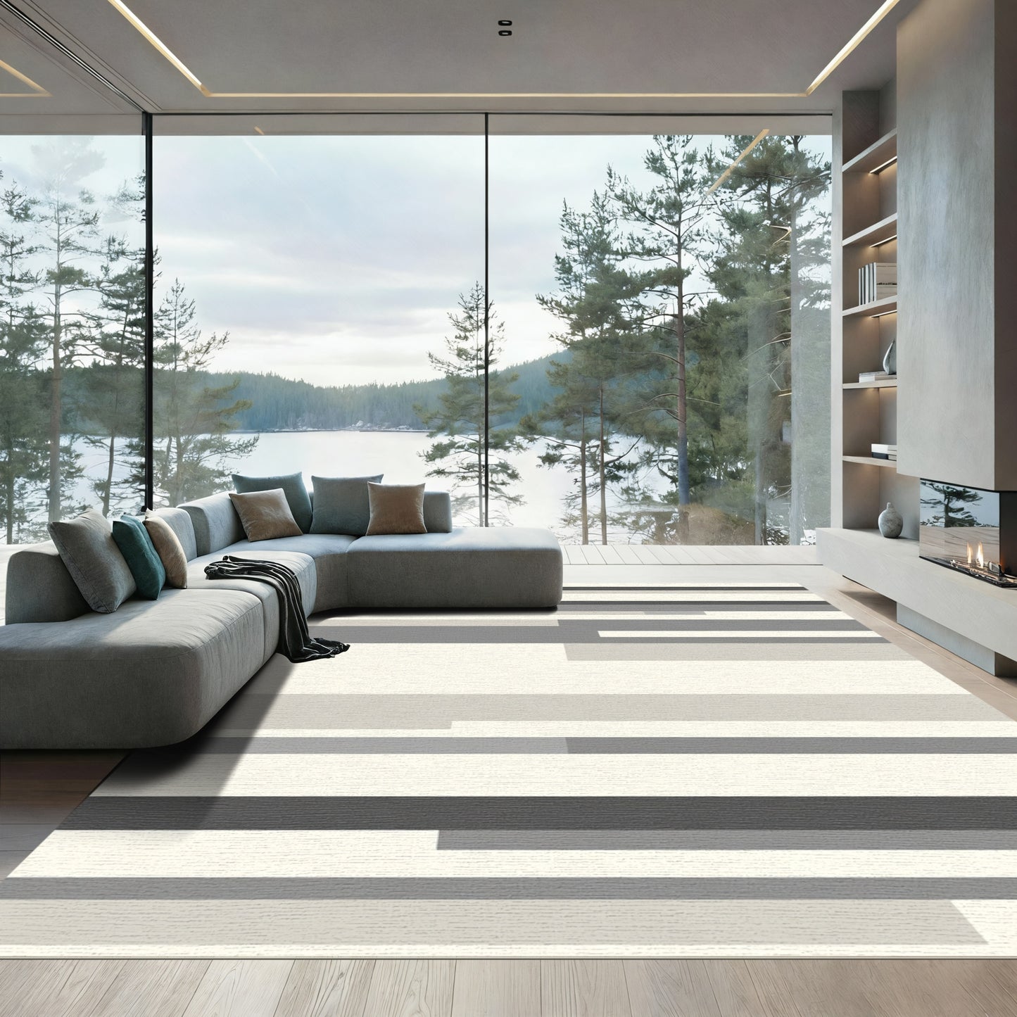 Monochromatic Grayscale Linear Abstract Rug