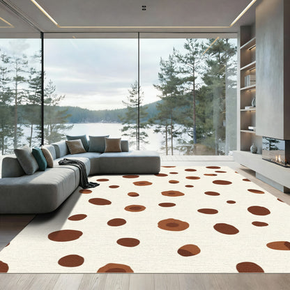 Earthy Brown Polka Dot Scatter Rug