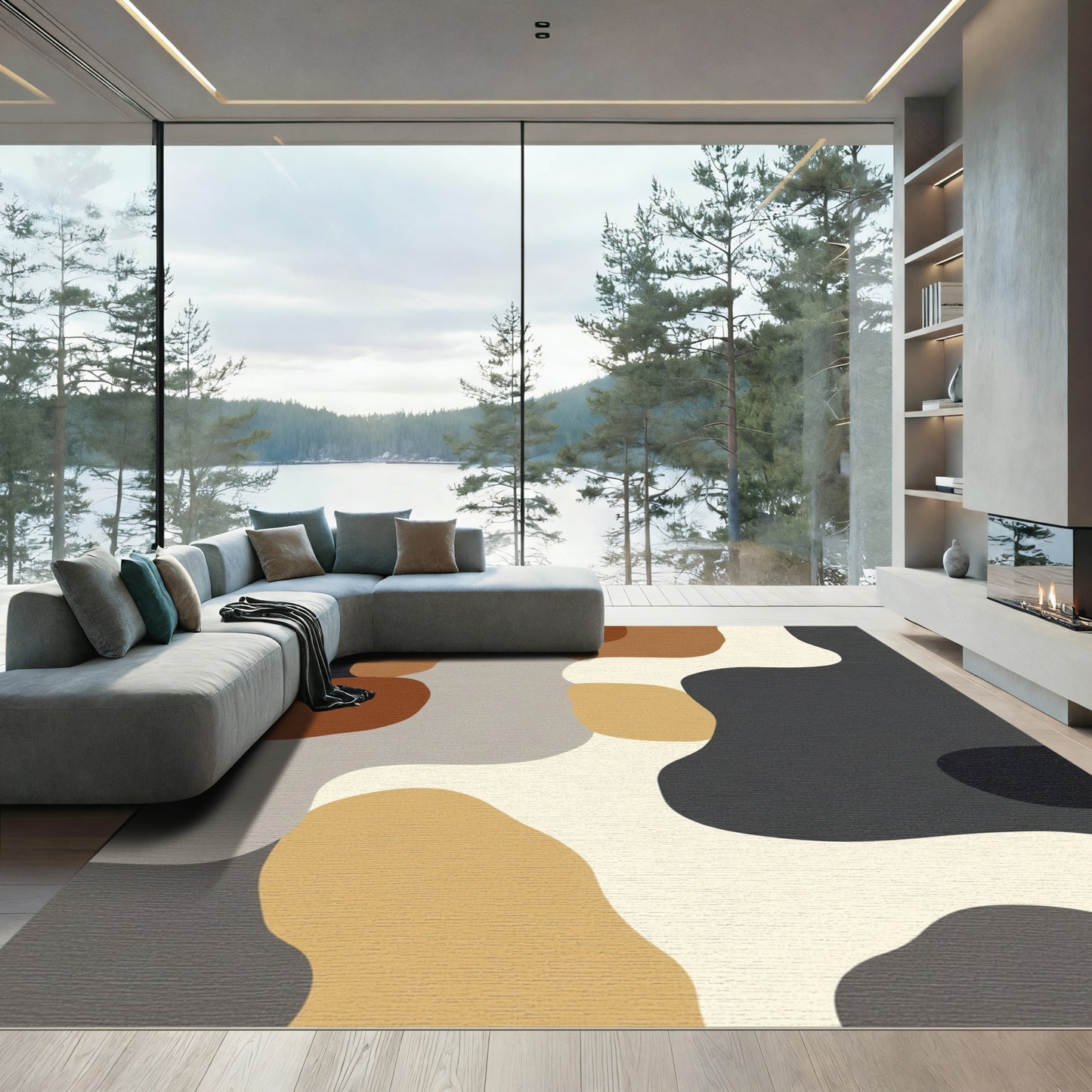 Abstract Earth Tone Amoeba Rug