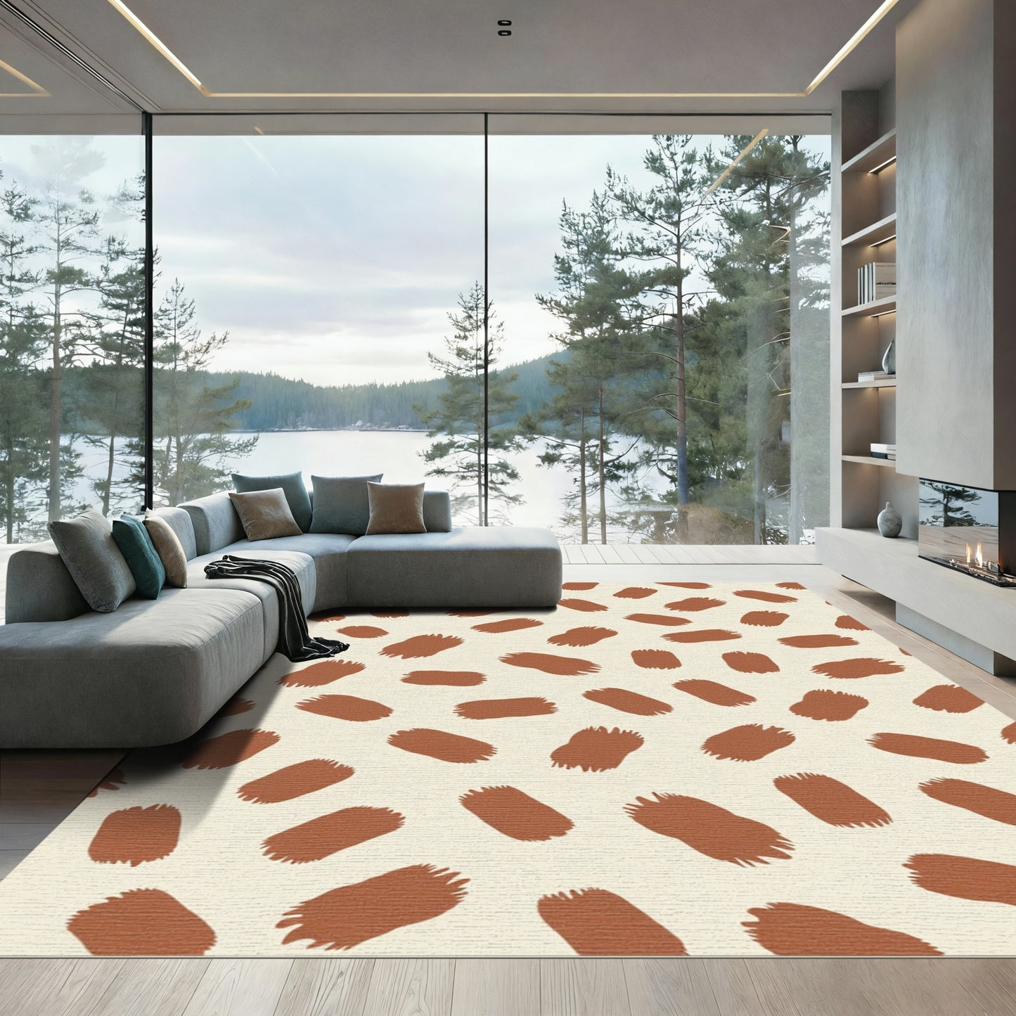 Earthy Texture Brush Strokes Rug