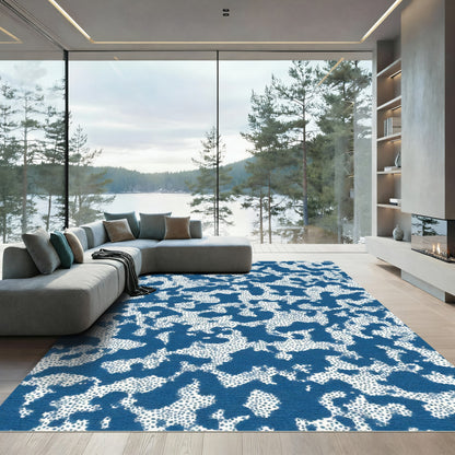 Indigo Spotted Organic Abstract Rug