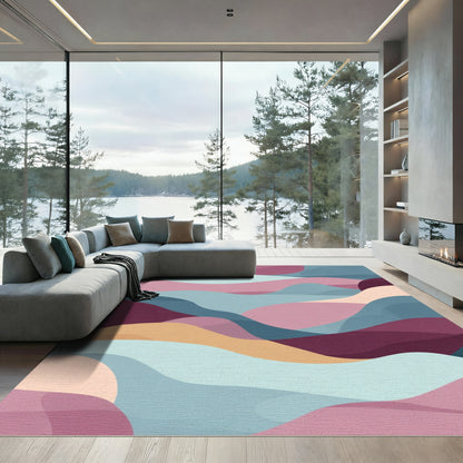 Abstract Wavy Landscape Color Blend Rug