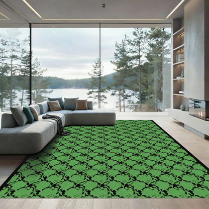 Emerald Green Organic Interlocking Shapes Rug