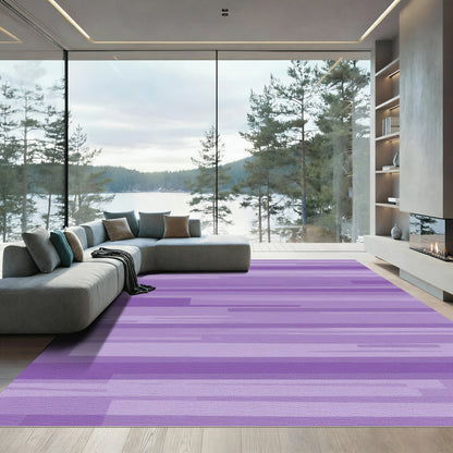 Muted Lavender Horizontal Stripe Abstract Rug