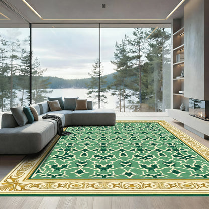 Emerald Emerald Arabesque Scroll Border Rug
