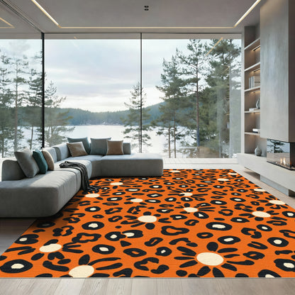 Orange Leopard Daisy Collage Rug