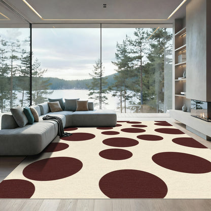 Brown Circles Cream Background Rug