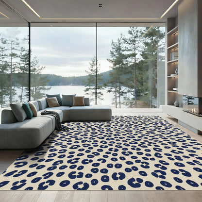 Navy Leopard Spots All Over Rug