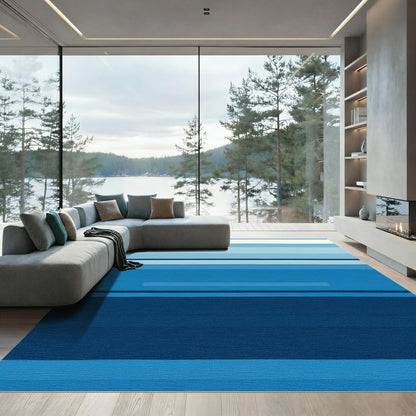 Abstract Blue Stripe Gradient Rug