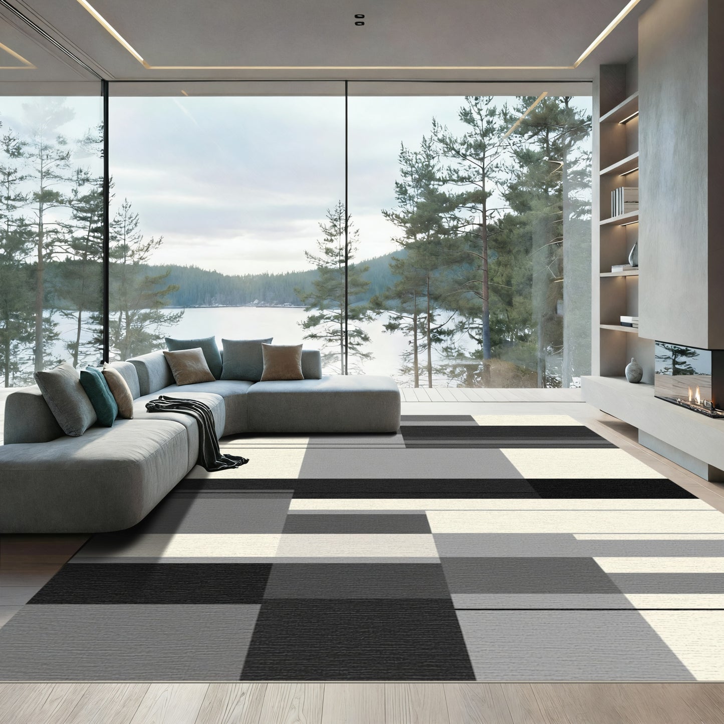 Mid-century Modern Geometric Blocks Rug