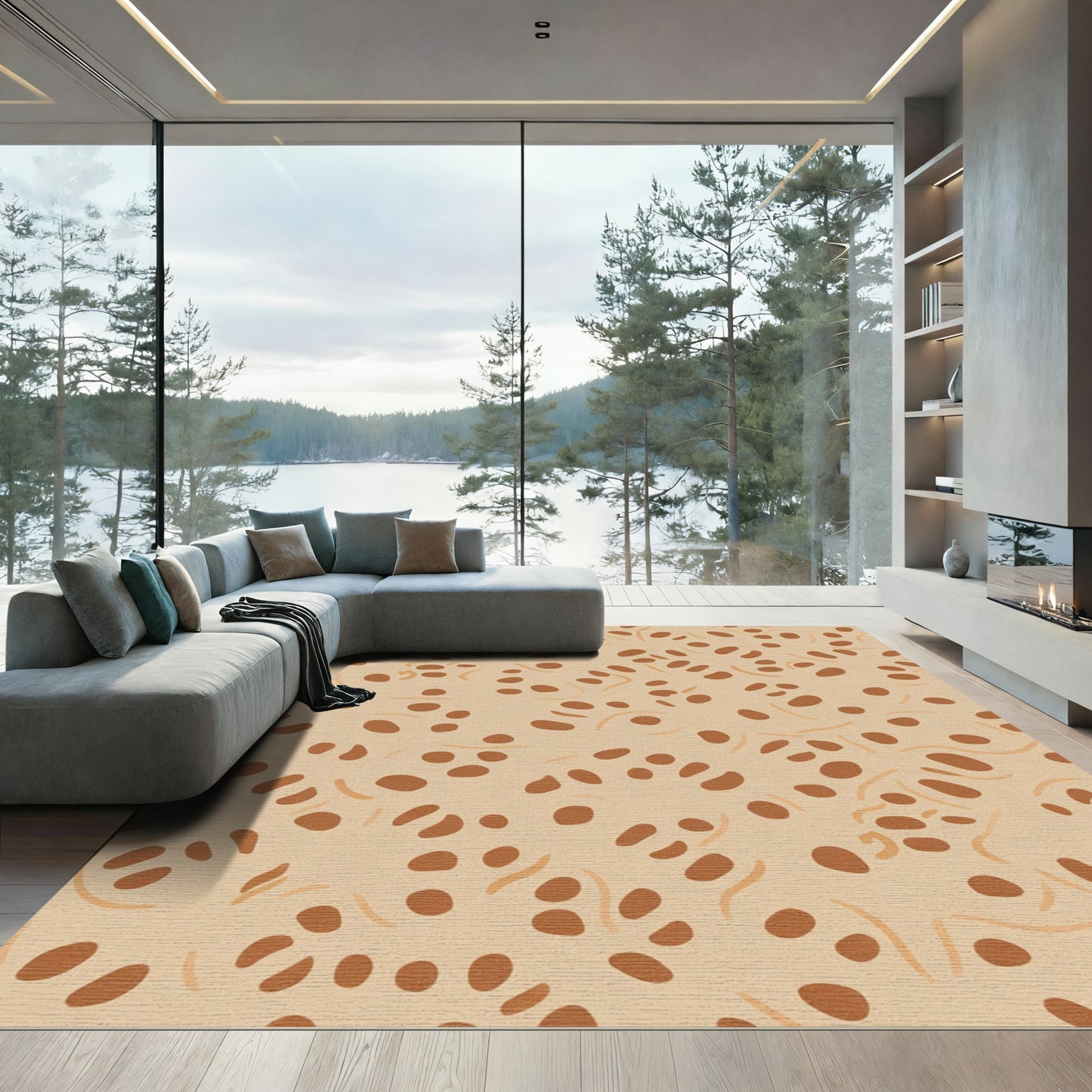Neutral Speckled Organic Abstract Rug