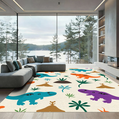 Playful Dinosaur Jungle Adventure Rug