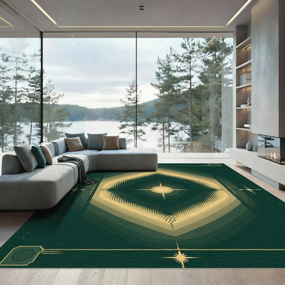 Art Deco Emerald Sunburst Diamond Rug