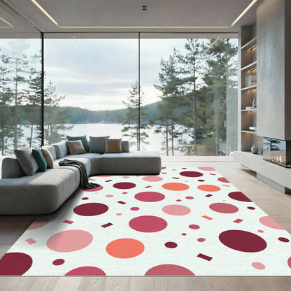 Crimson Pink And Coral Dots Rug
