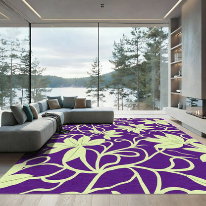 Purple Lime Green Floral Vine Rug