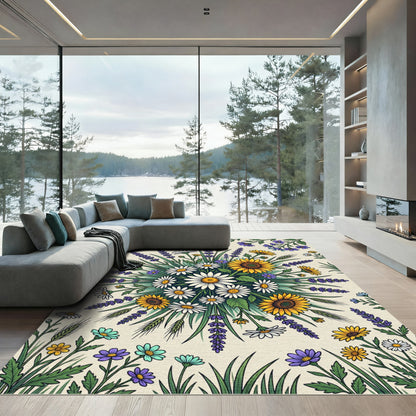 Meadow Bouquet with Sunflowers and Lavender Rug