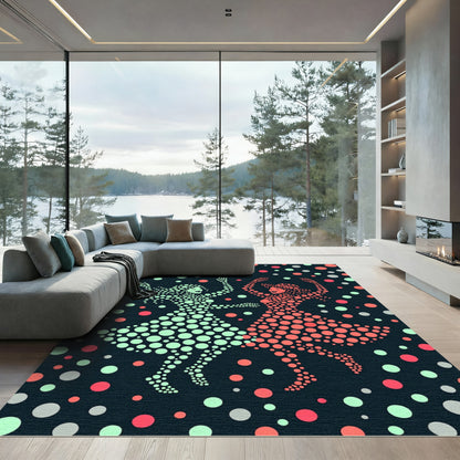 Dancing Figures Scattered Polka Dot Rug