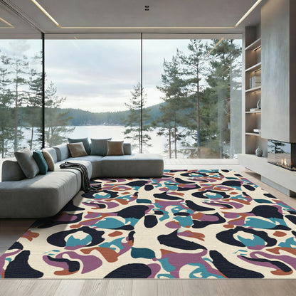 Abstract Organic Shapes Cream Rug