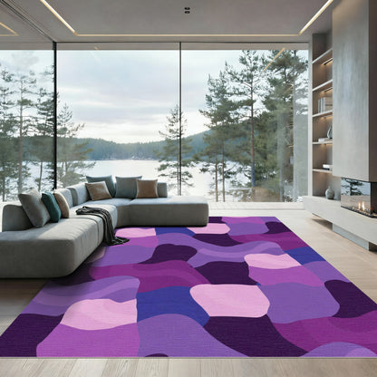 Vibrant Purple Wave Collage Rug