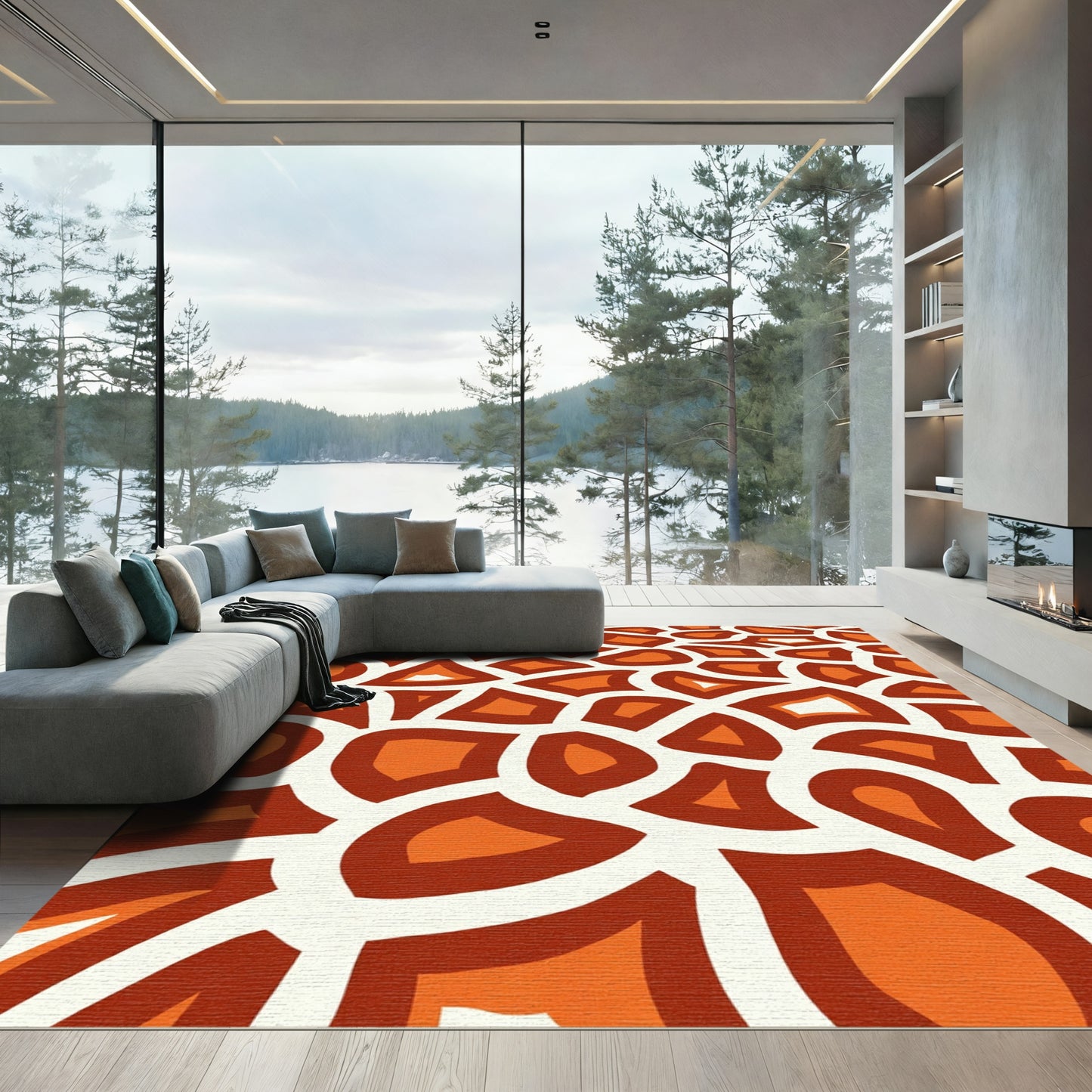 Terra Cotta Organic Irregular Shapes Rug