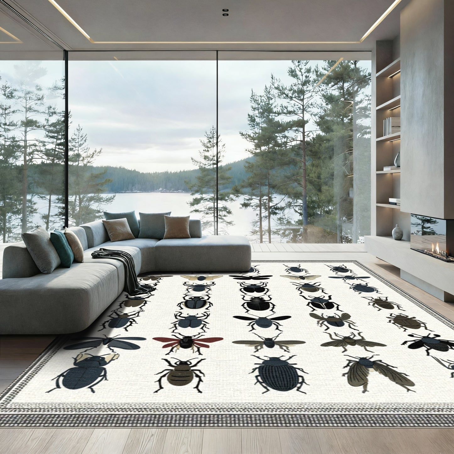 Vintage Insect Collection Graphic Art Rug