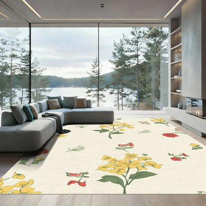 Yellow Red Blooming Botanical Garden Rug