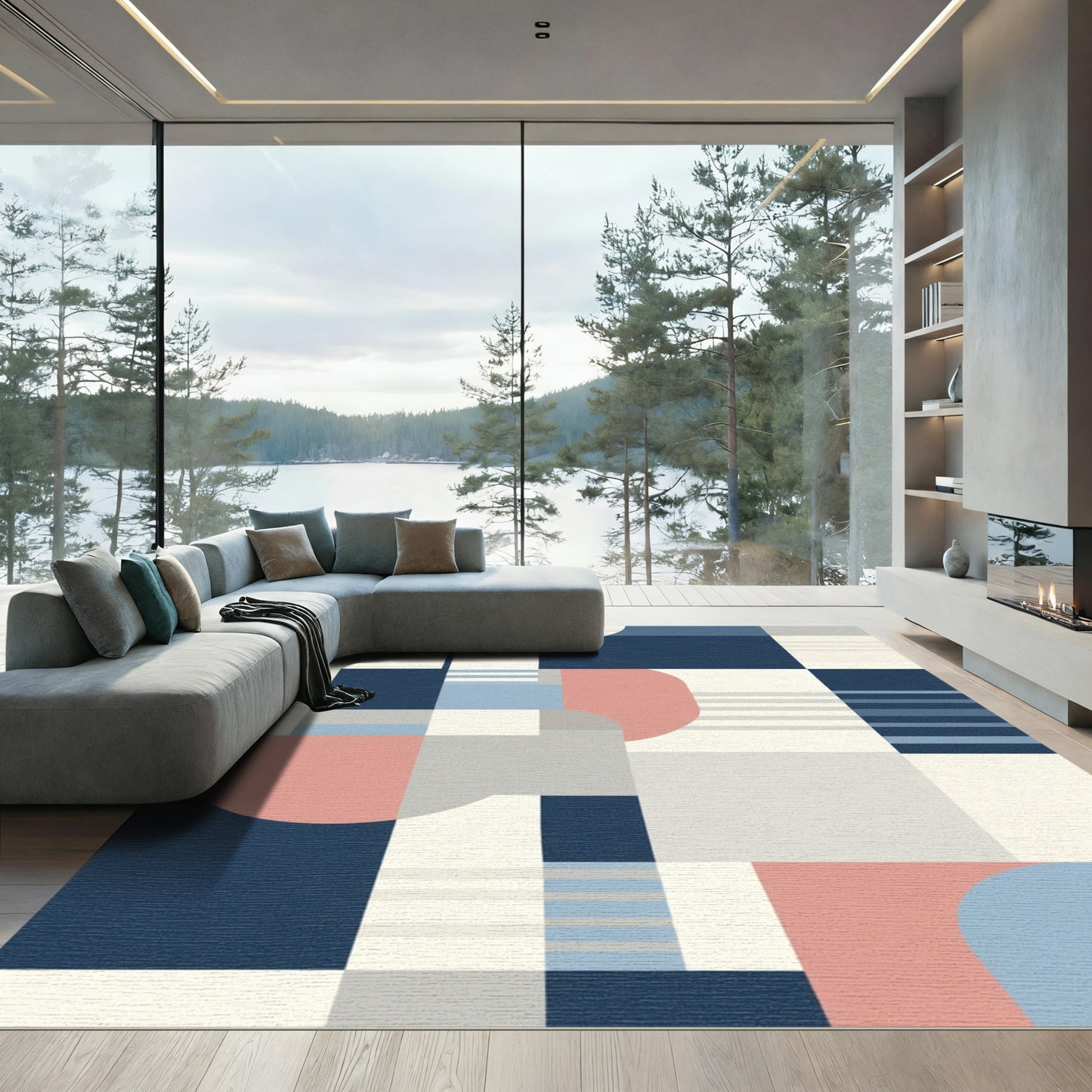 Modern Abstract Geometric Shapes Rug