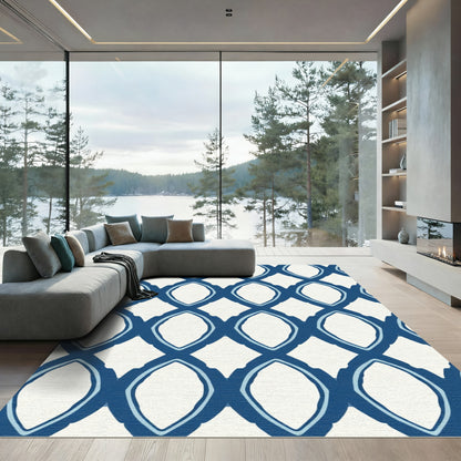 Classic Indigo Quatrefoil Lattice Rug