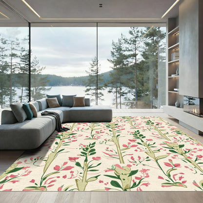 Pink Blossom Stems Garden Rug