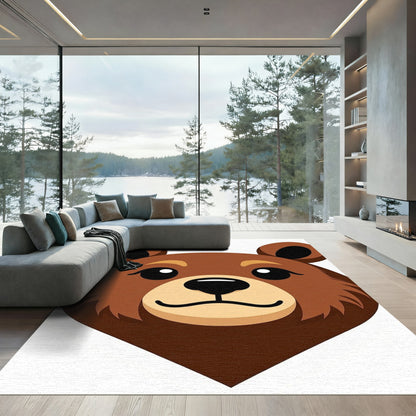 Cute Brown Bear Face Rug