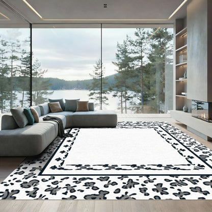 Monochrome Leopard Spot Border Rug